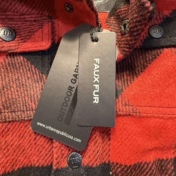 NWT Urban Republic Toddler Boys 2T Red Black Plaid Sherpa Lined Hooded Coat - Picture 2 of 15